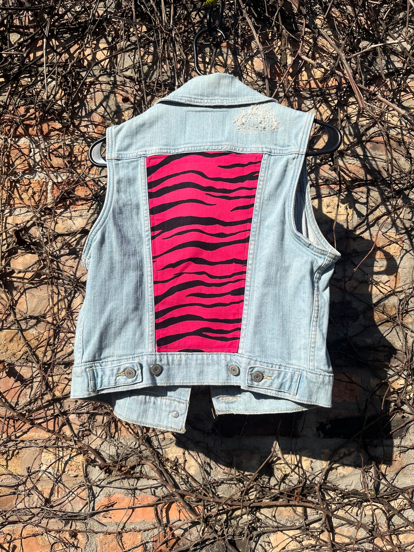 PINK ZEBRA DENIM VEST